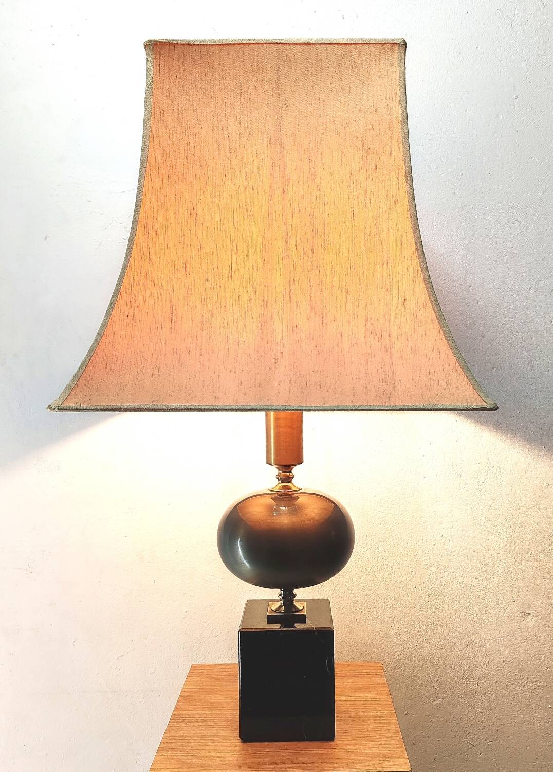 Large Regency black marble barber lamp