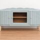Art Deco sideboard renovated in blue-grey – Bevelled glass and wooden legs – 132.5 cm