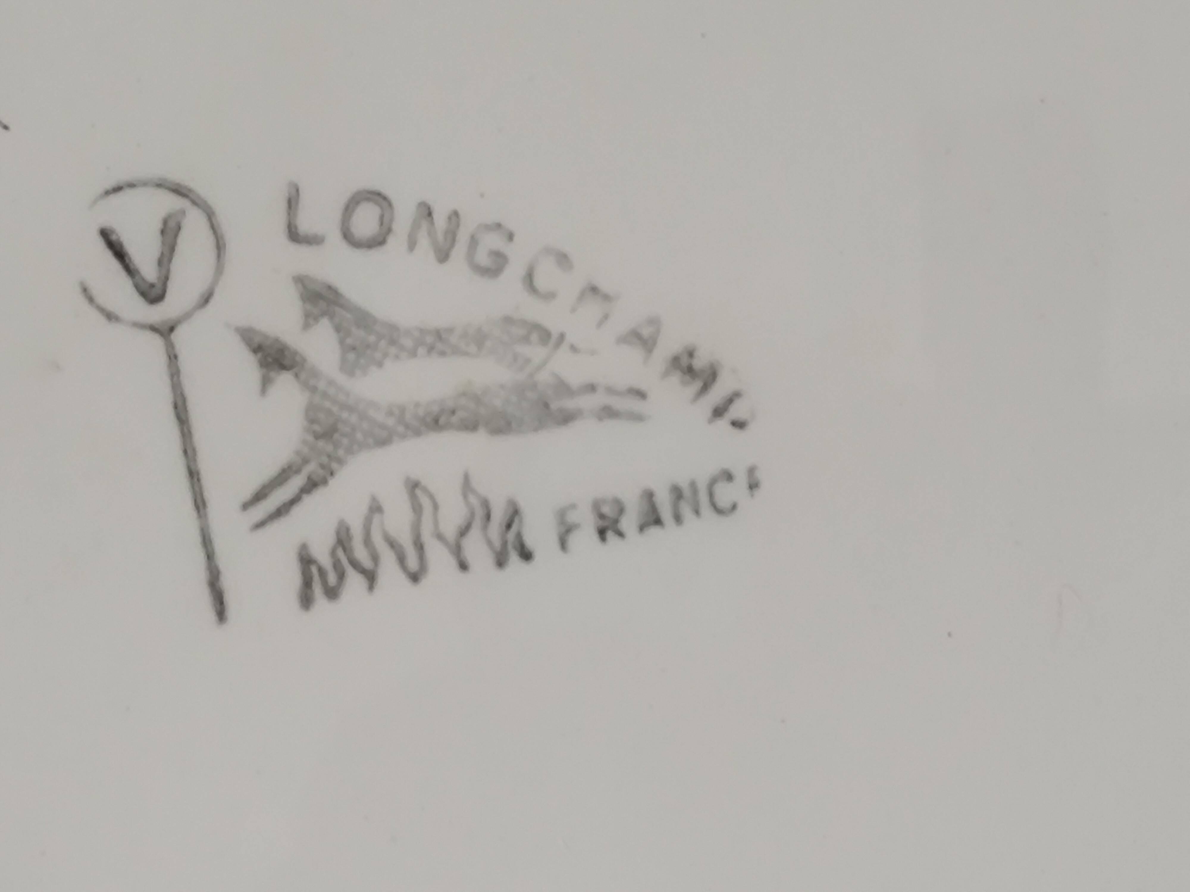 Dish with Art Deco ears. Floral pattern. Longchamp.