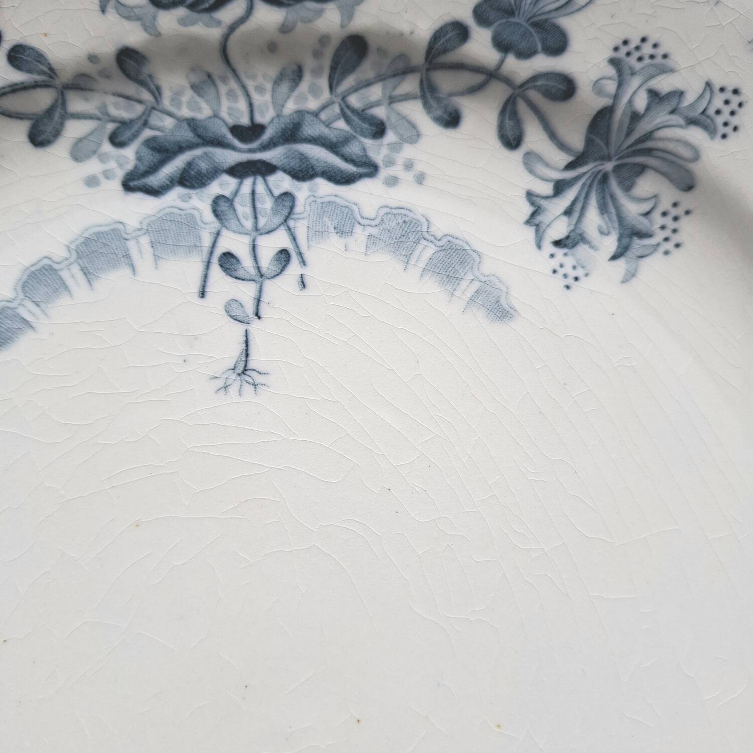 Mismatched old flat plates in iron earthenware