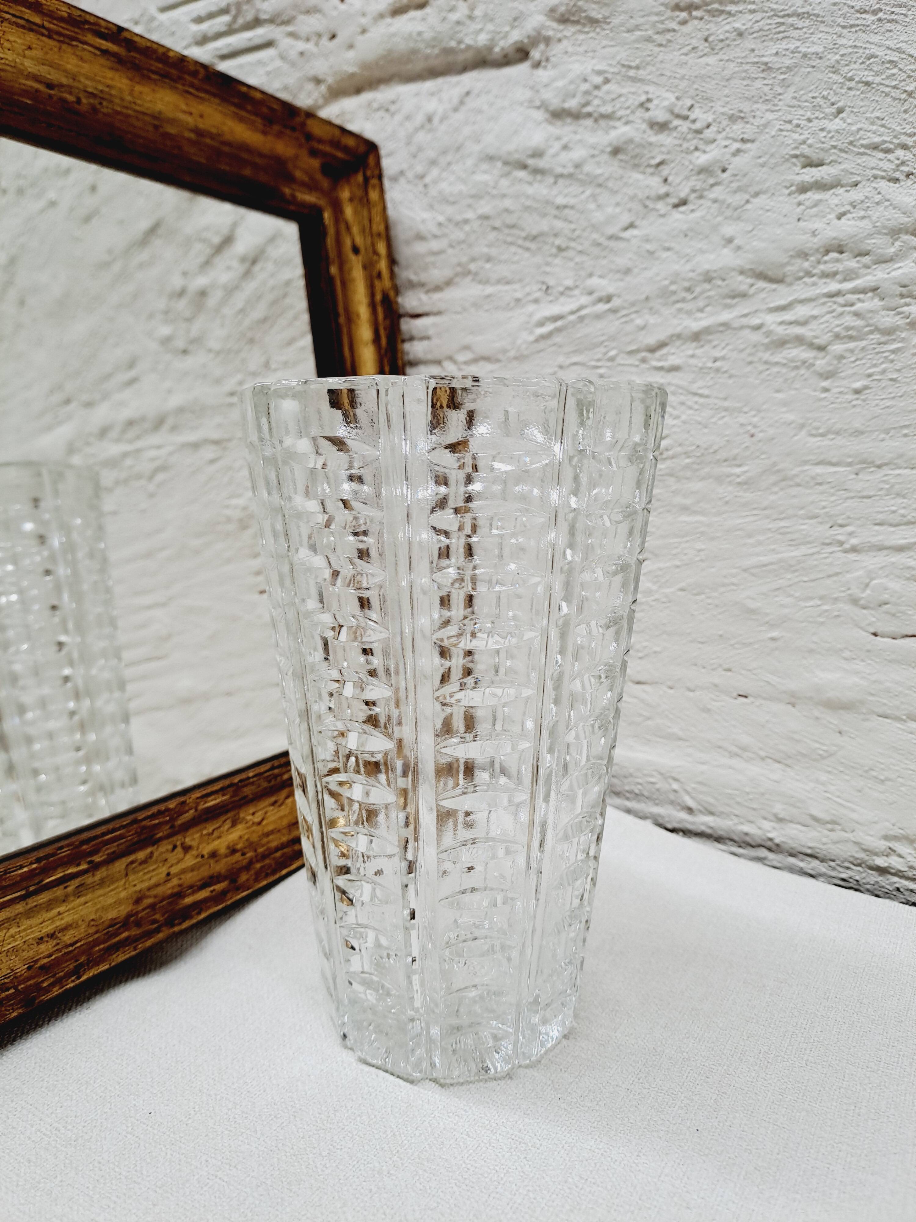 Chiseled glass vase 1960s