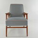 Fauteuil Lune pieds de poule bleu