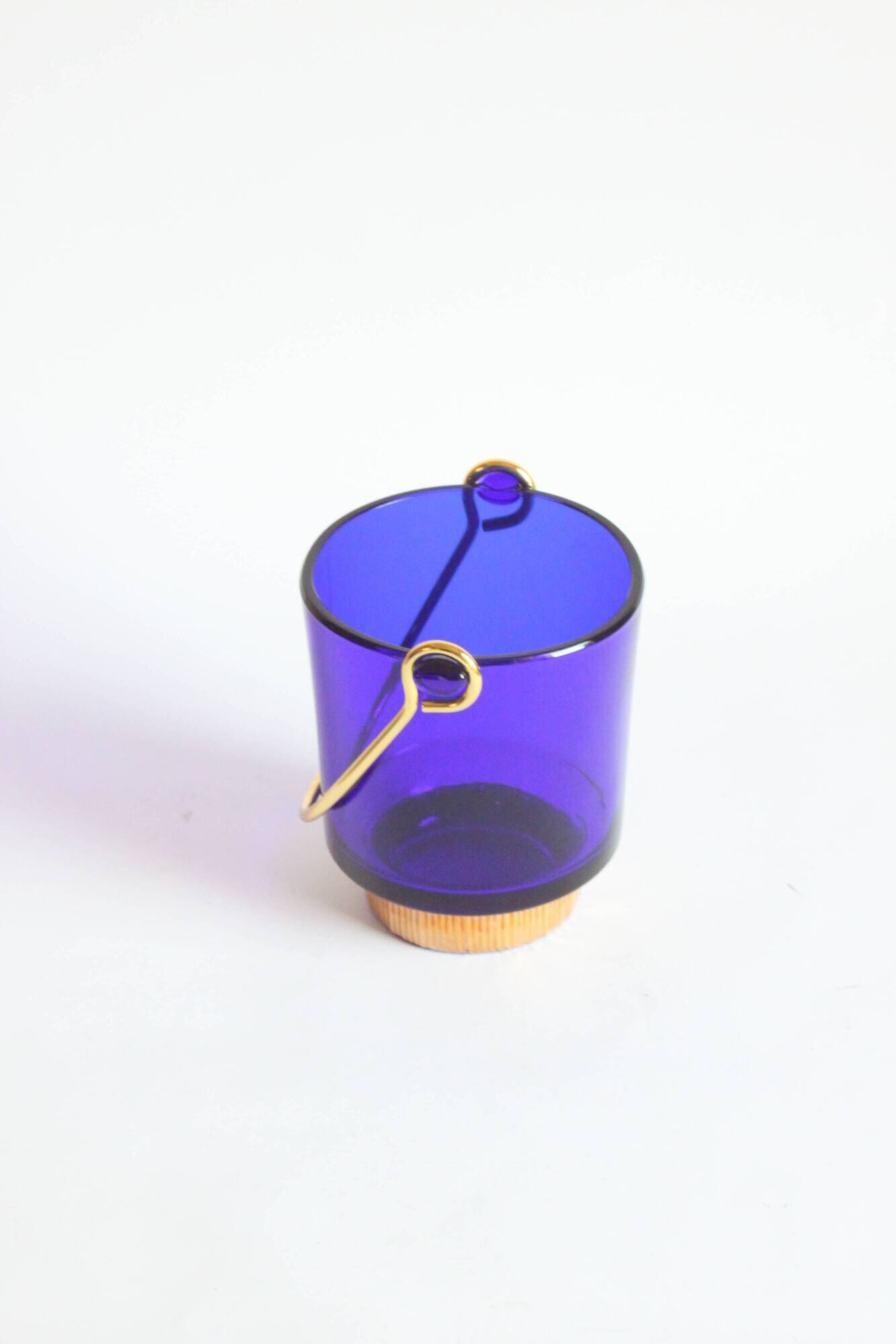 Cobalt blue glass ice bucket, 1960s