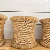 4 tabourets corde et rotin