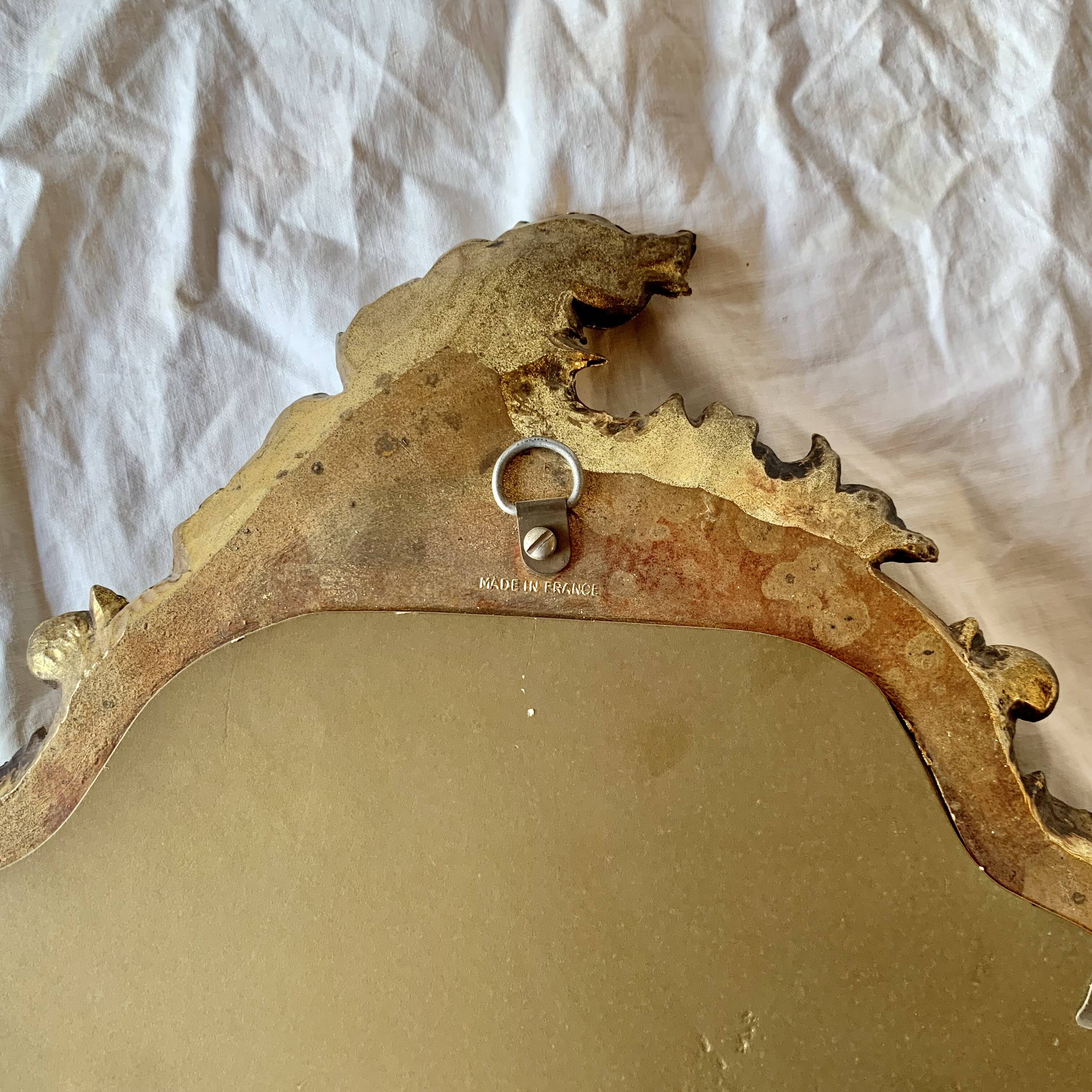 Old wall mirror in golden resin rococo style - made in france