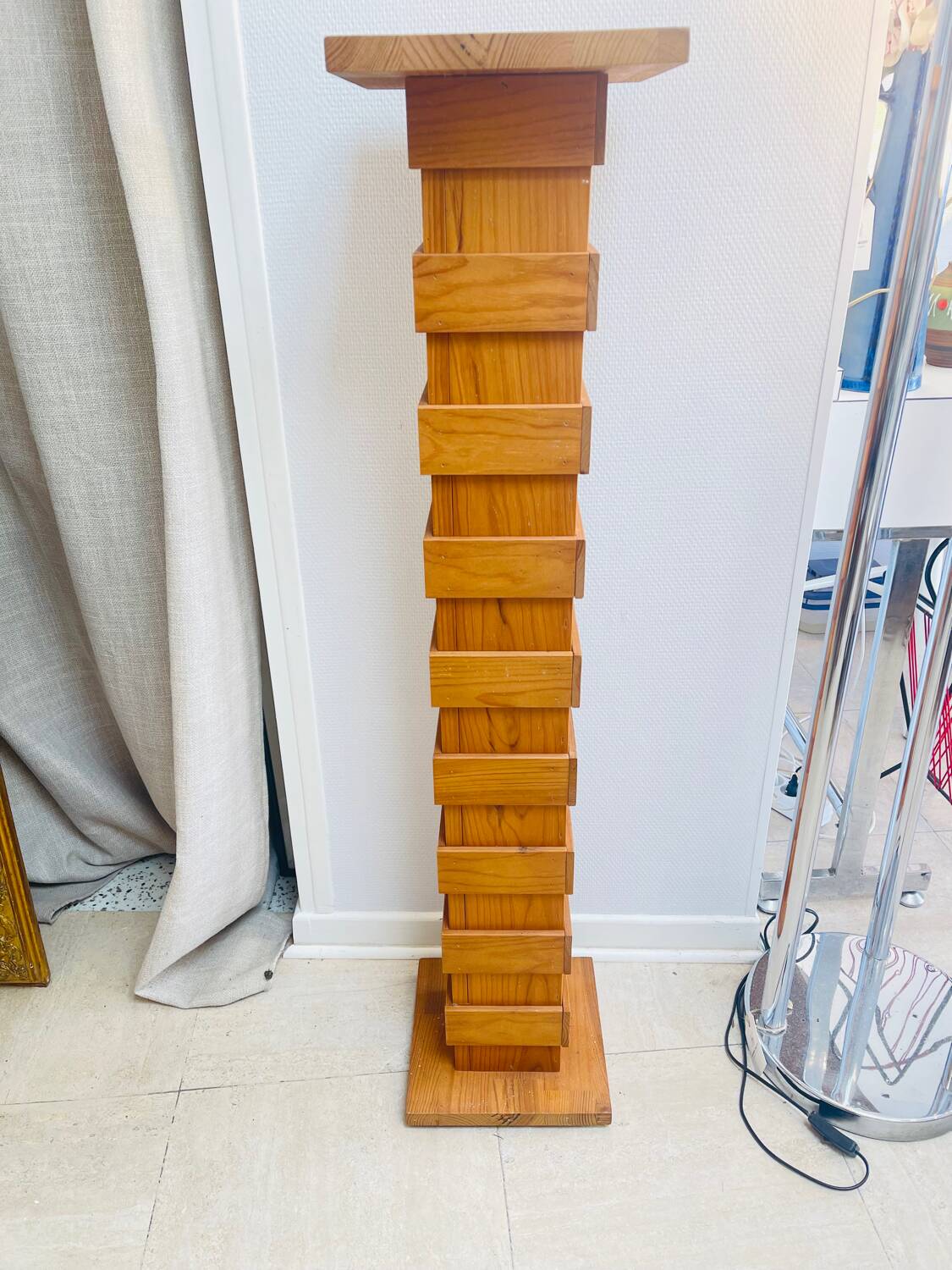 Designer wooden plant stand – 70s