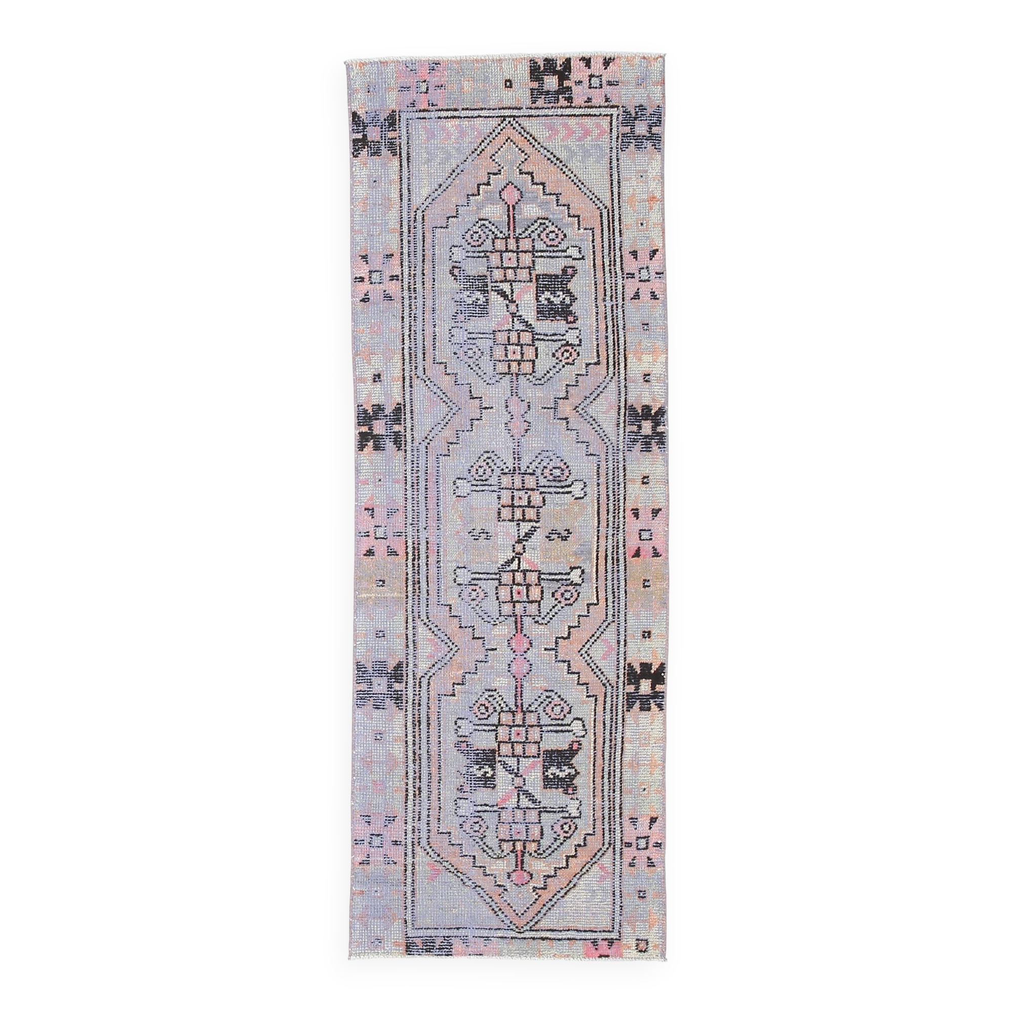 3x8 Ligth Blue Vintage Runner Rug, 77x229Cm