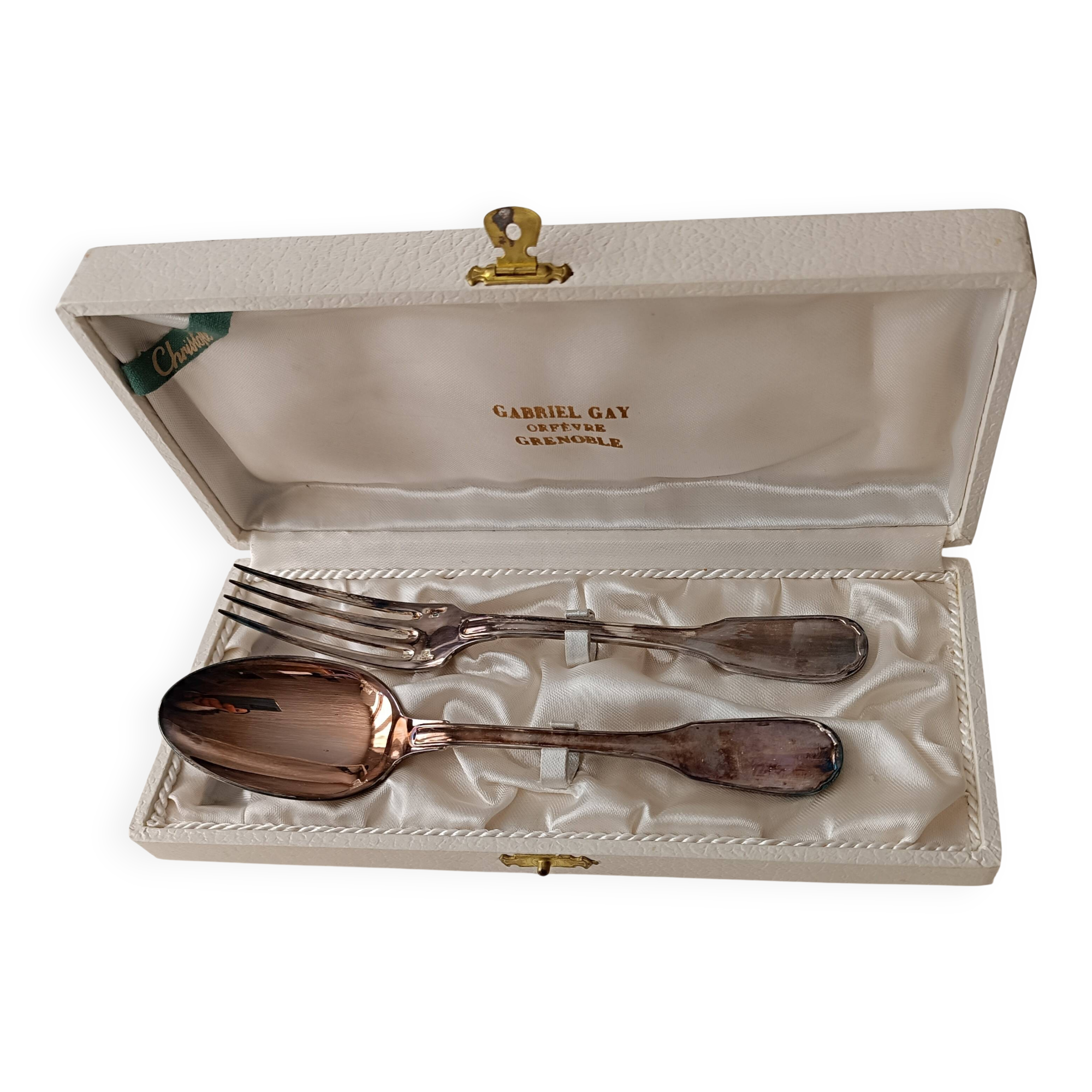 Christofle birth cutlery silver-plated box