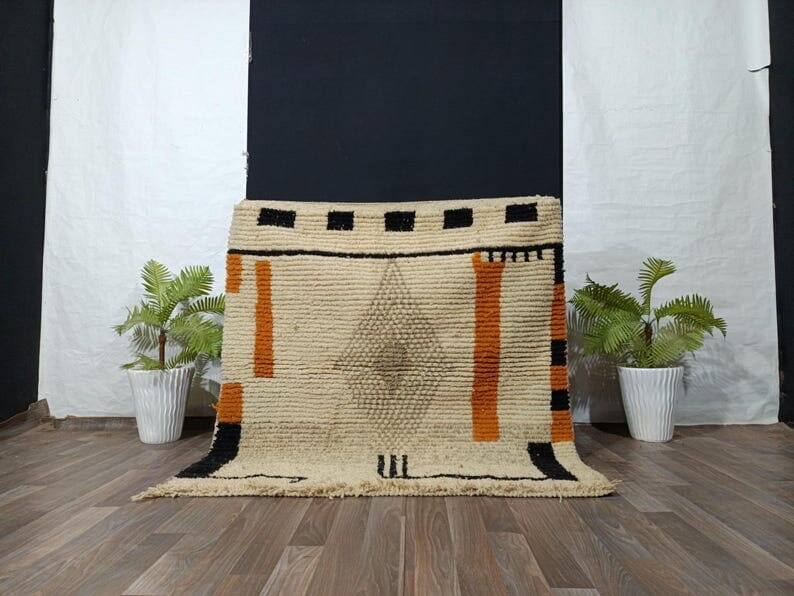 Handmade Moroccan wool rug, size 140 x 260 cm