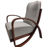 Hungarian Art Deco Lounge chair with curved, bentwood walnut armrests, 1930s