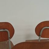 Set of 8 metal and wood school chairs  
Former Czechoslovakia 1960