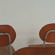 Set of 8 metal and wood school chairs  
Ex Czechoslovakia 1960