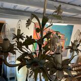 Flower painted metal chandelier