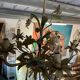 Flower painted metal chandelier
