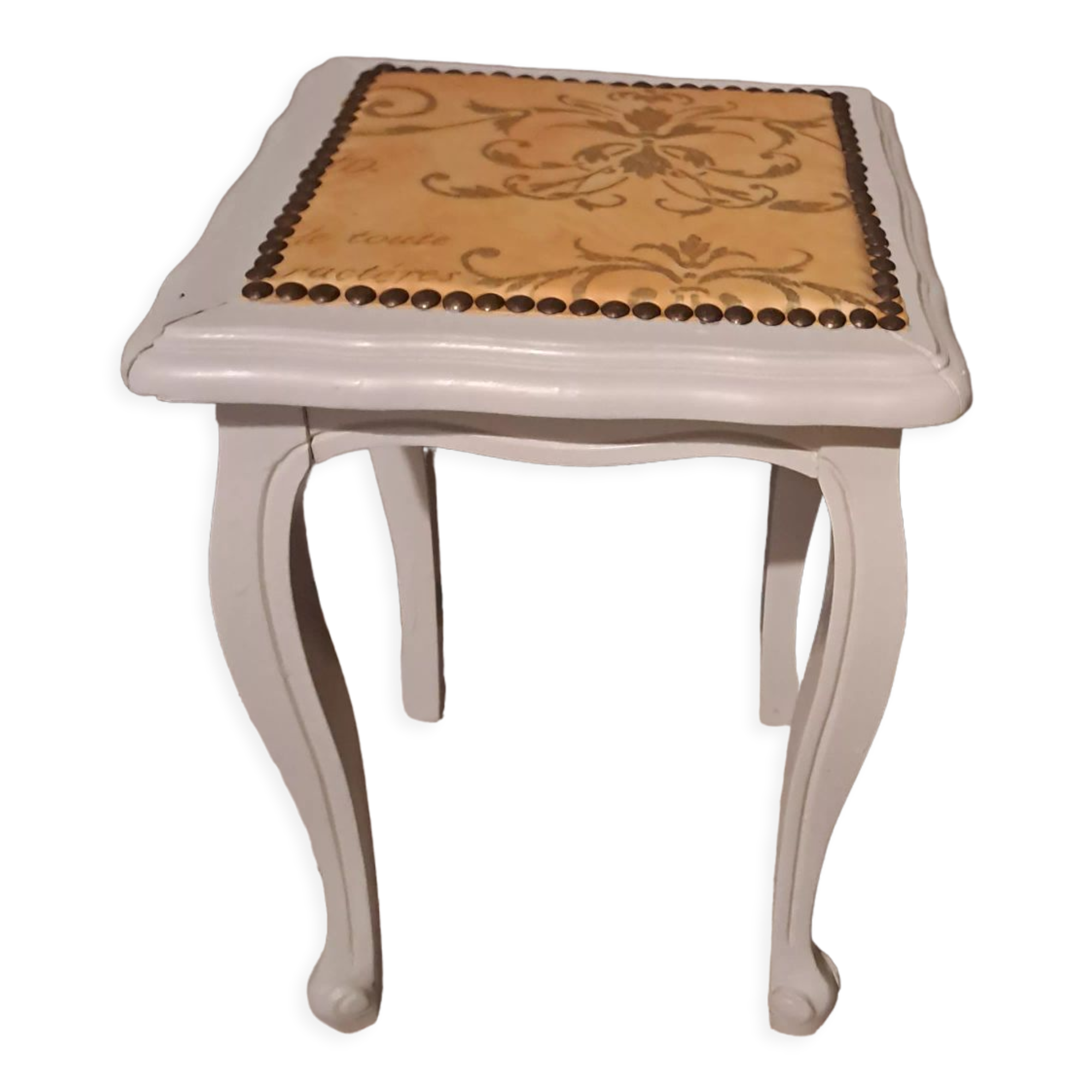 Wooden piano stool painted in linen grey 1950
