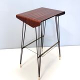 Vintage tv stand/ side table with an ebonized beech top and an iron frame, italy