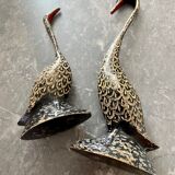 Couple oiseaux anciens laiton