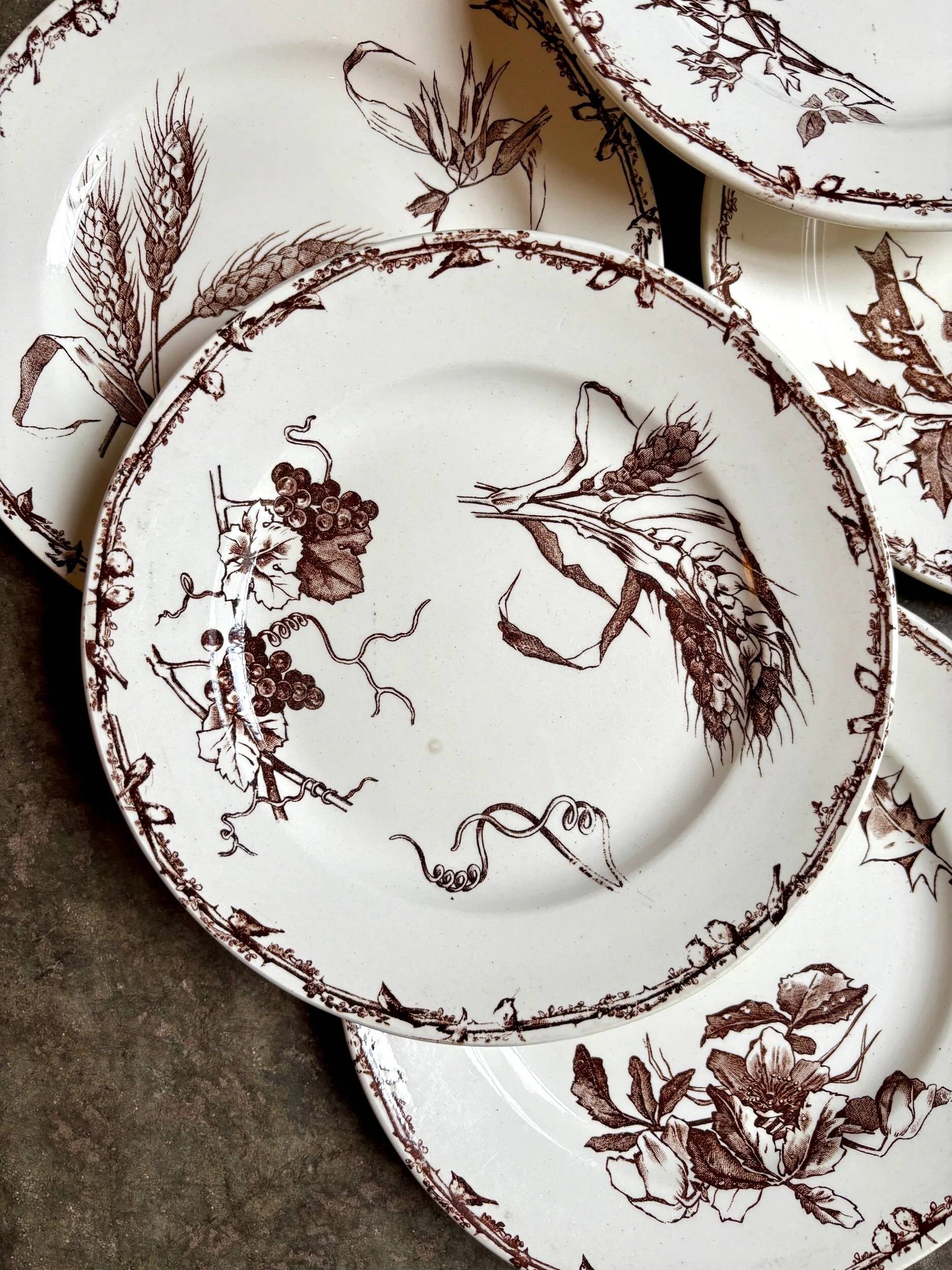 6 assiettes à dessert HB & Cie en terre de fer marron