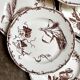 6 HB & Cie brown ironstone dessert plates