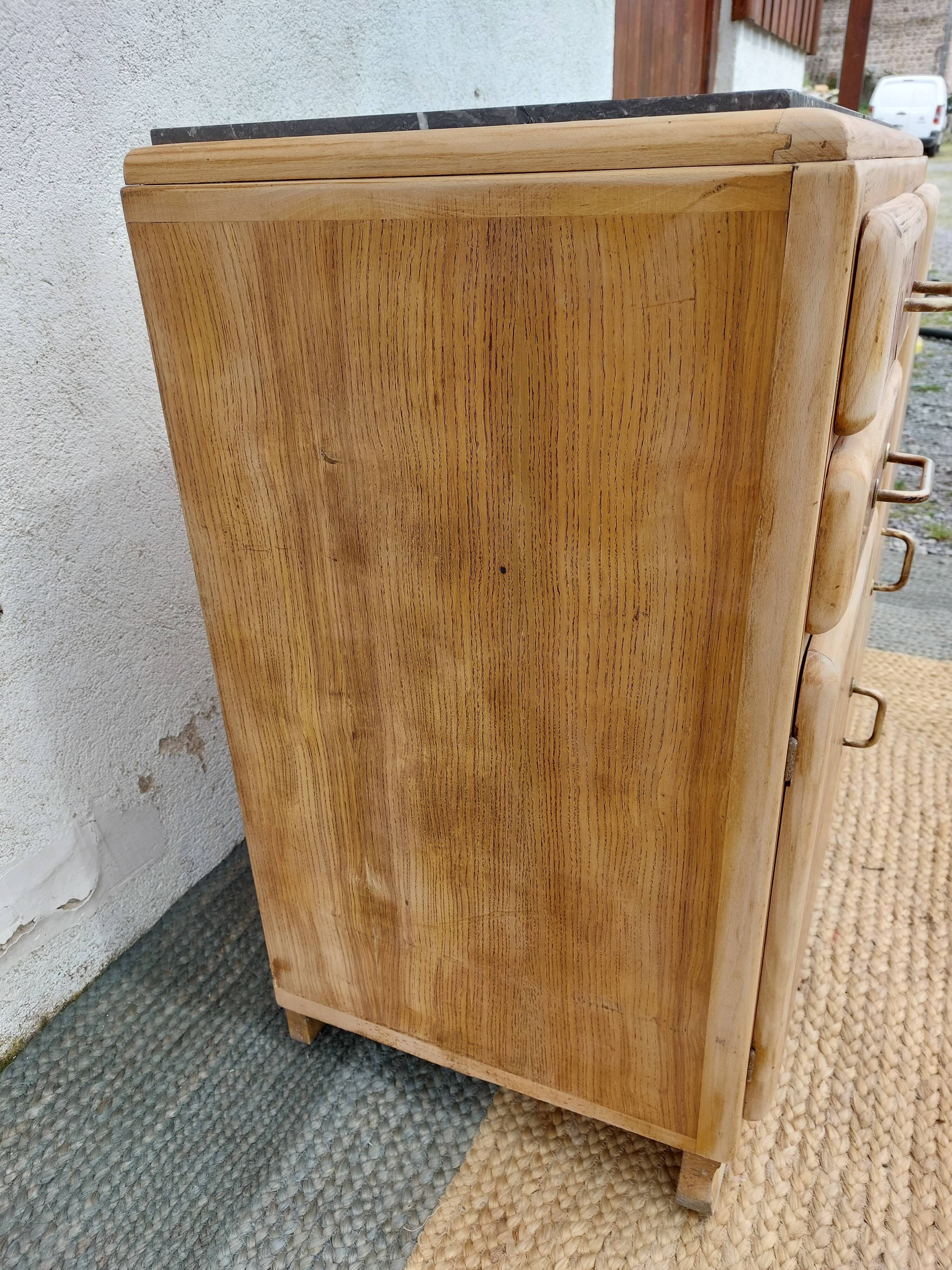 Mado buffet in wood, marble and copper, restored
