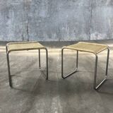 Pair of vintage 1970s wicker/chrome stools
