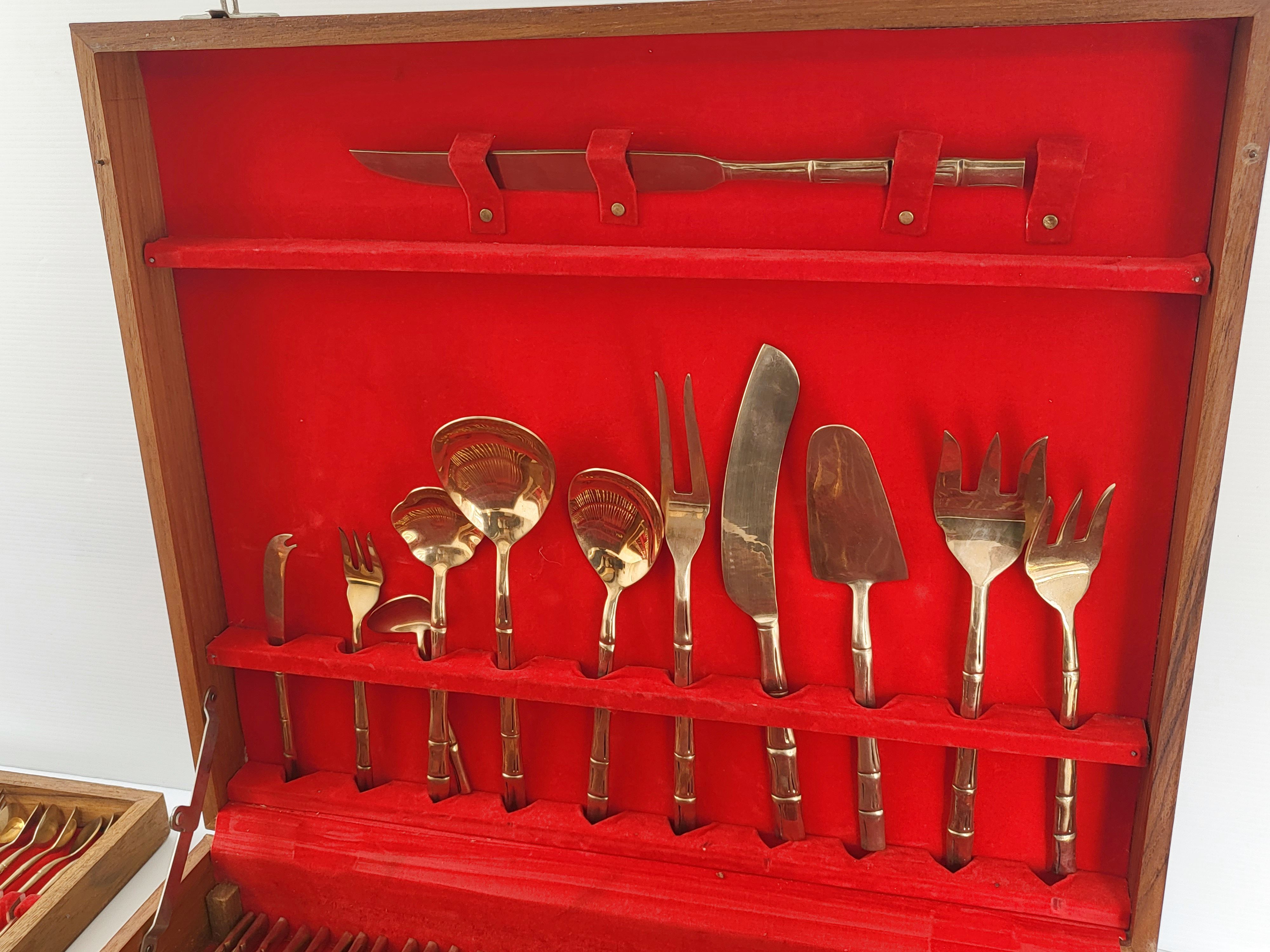 Cutlery set imitation bamboo 144 pieces vintage 1950