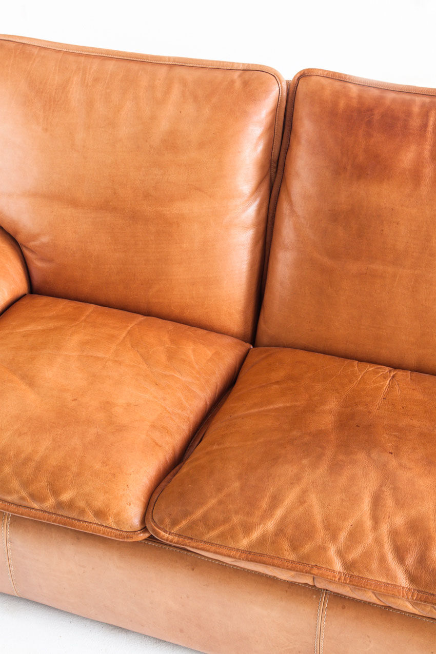 Vintage leather sofa. Belgium, 1970s