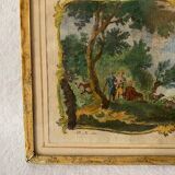 Miniature enhanced engraving, under glass, late 18th century painting, Netherlands