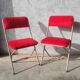 Pair of folding chairs in vintage red moumoute