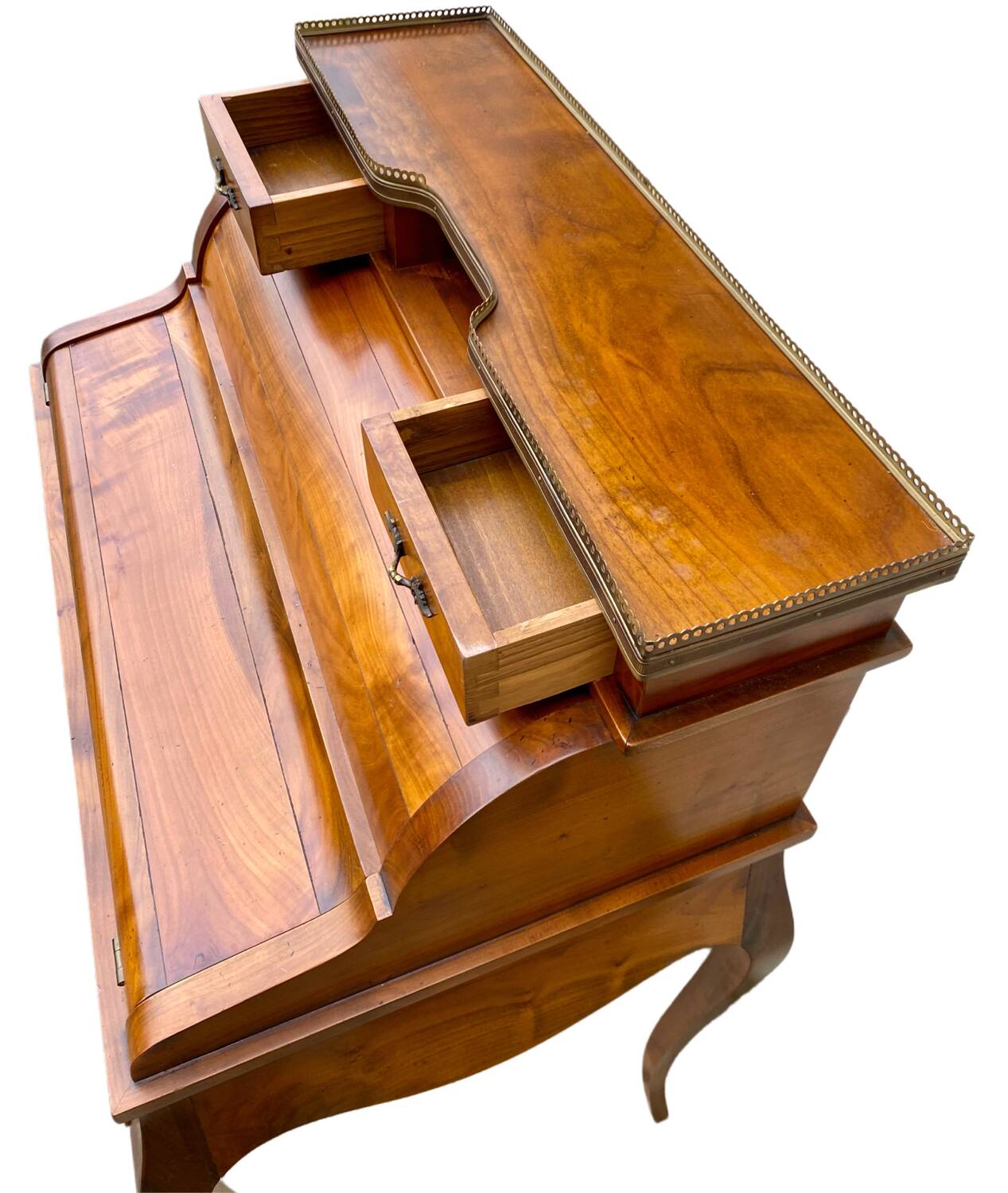 Secrétaire bureau à cylindre de style Louis XV, 6 tiroirs