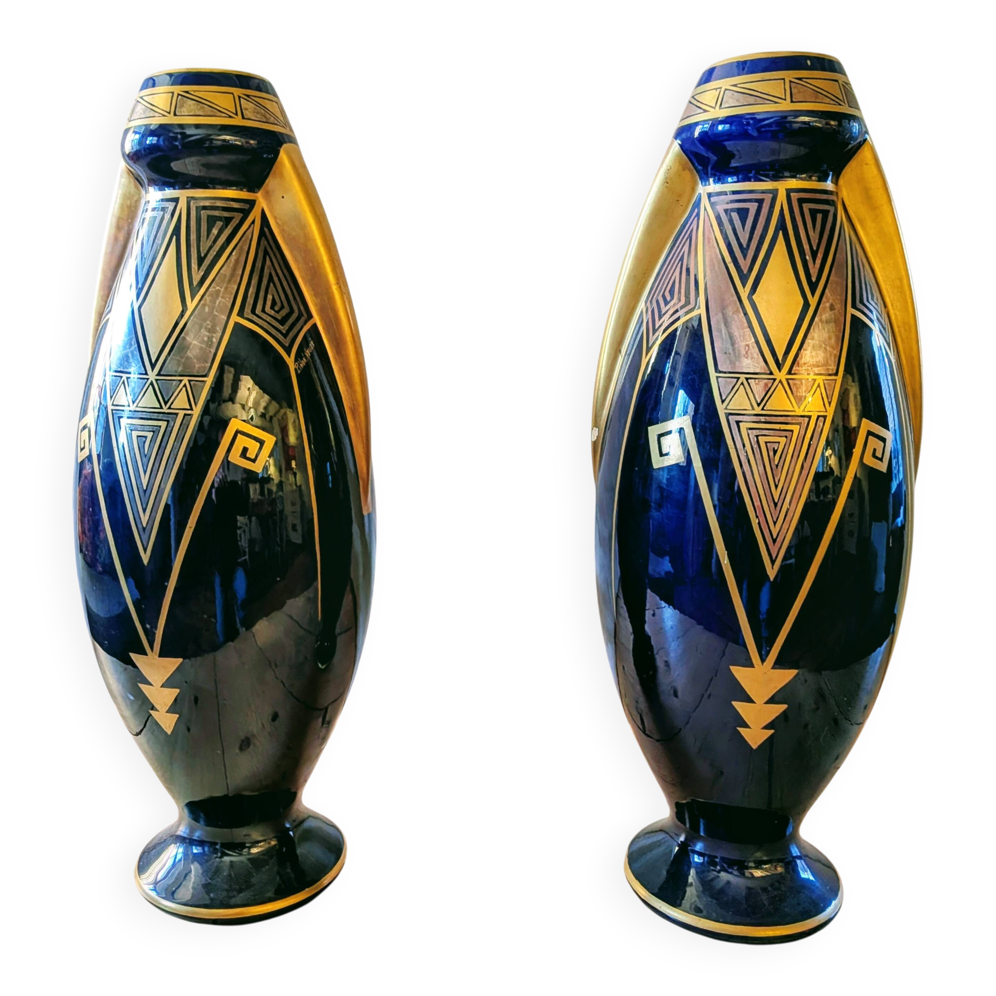 Pair of Art Deco vases – Tours ceramics, Pinon-Heuzé (c. 1930)