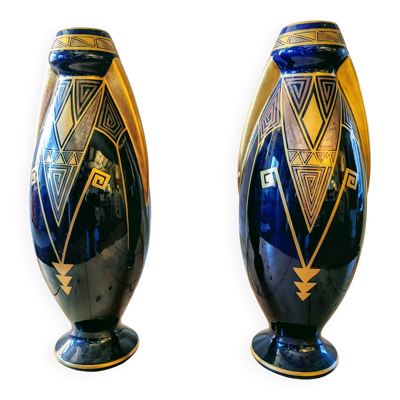 Paire de vases Art Déco – Céramique de Tours, Pinon-Heuzé (c. 1930)