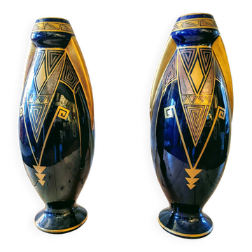 Pair of Art Deco vases – Tours ceramics, Pinon-Heuzé (c. 1930)