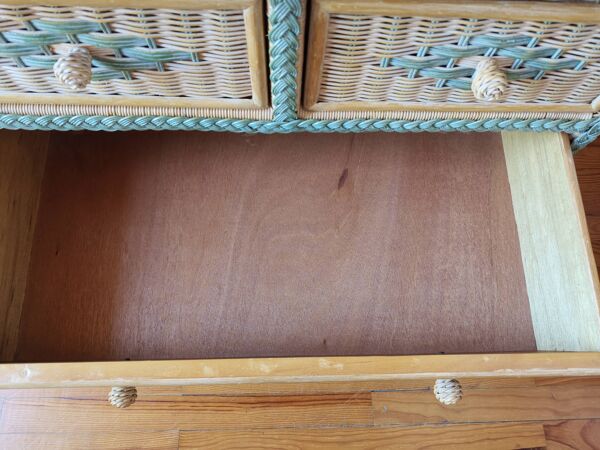 Commode en rotin et osier, années 70-80