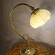 Bronze and brass lamp, opaline shade, 1950.