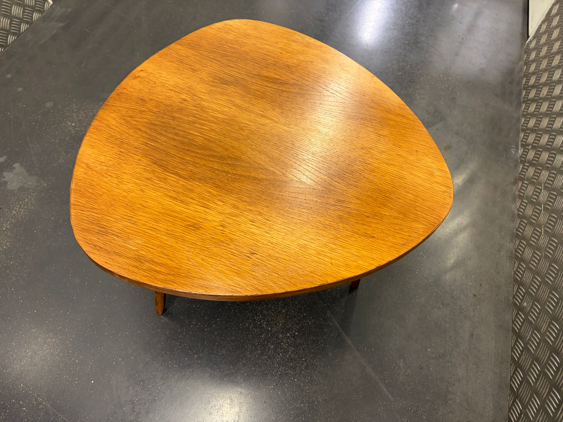 1950s natural oak tripod coffee table