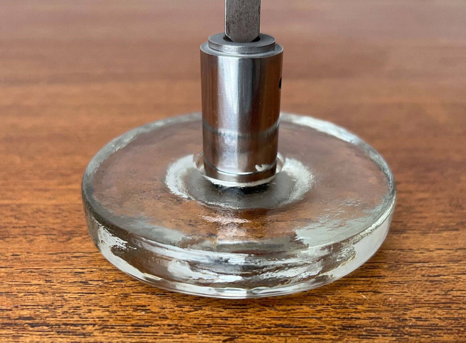 Mid-century modern glass and metal door handle from the space age, Germany, 1960s.