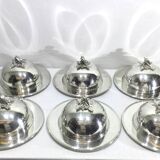 Set of silver-plated serving dishes and bells