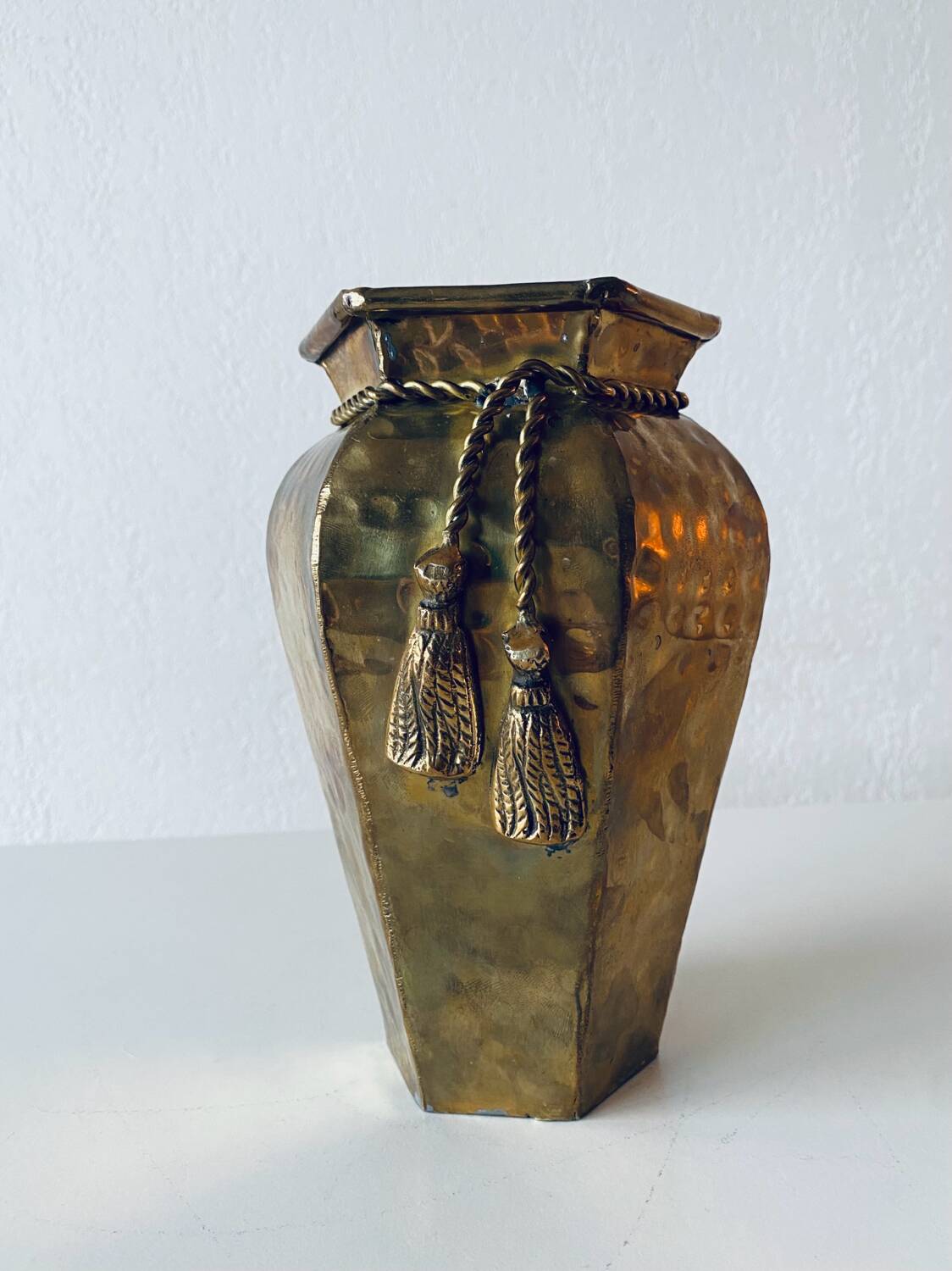 Indian hexagonal brass vase