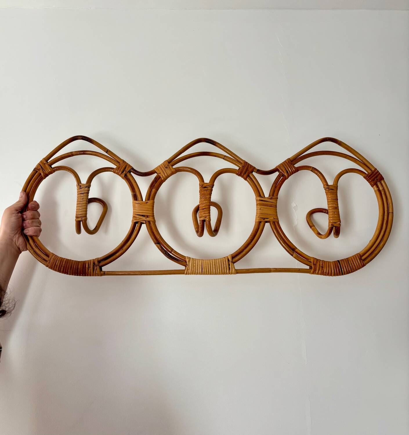 Wall-mounted rattan coat rack by Franco Albini, 1960