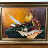 Oil on canvas Still life with books
