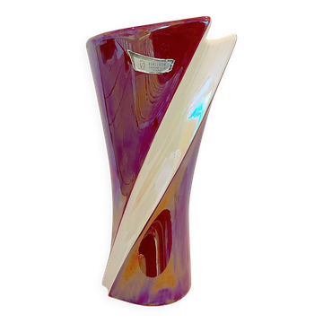 XXL - Large modernist Verceram vase in white and iridescent red ceramic