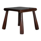 Brutalist wooden stool, vintage side stool, plant stand.