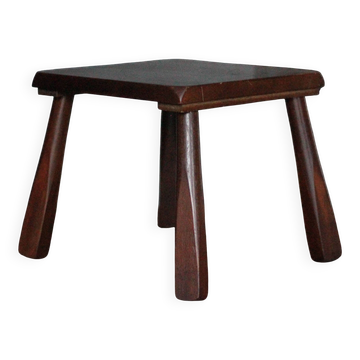 Brutalist wooden stool, vintage side stool, plant stand.