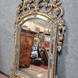 Mirror Louis XV / Regency in gilded and lacquered wood around 1850