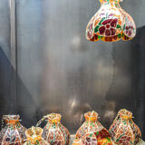 Glass pate suspension lamp