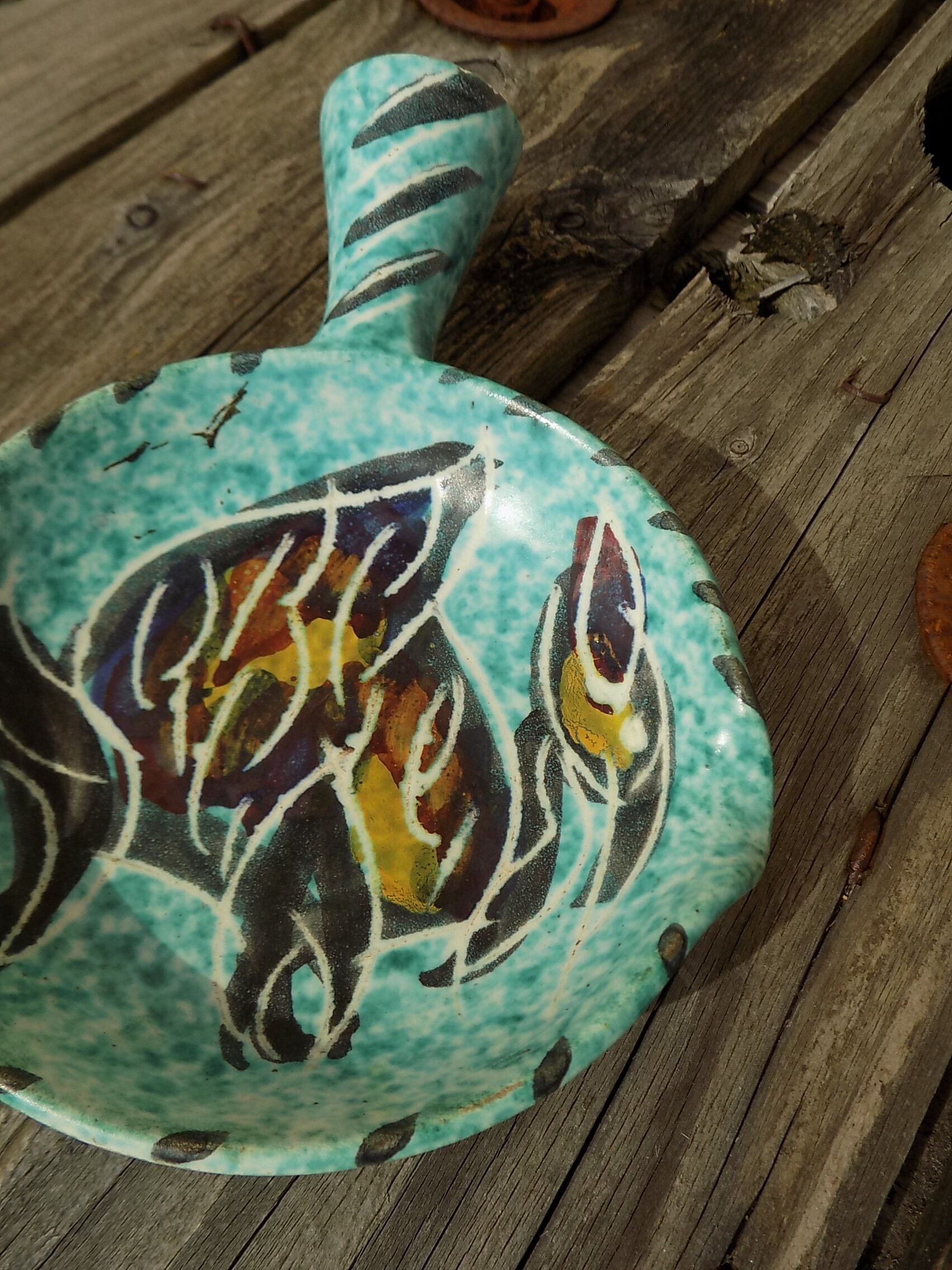 Vallauris fondue pot signed Borty, 1960s