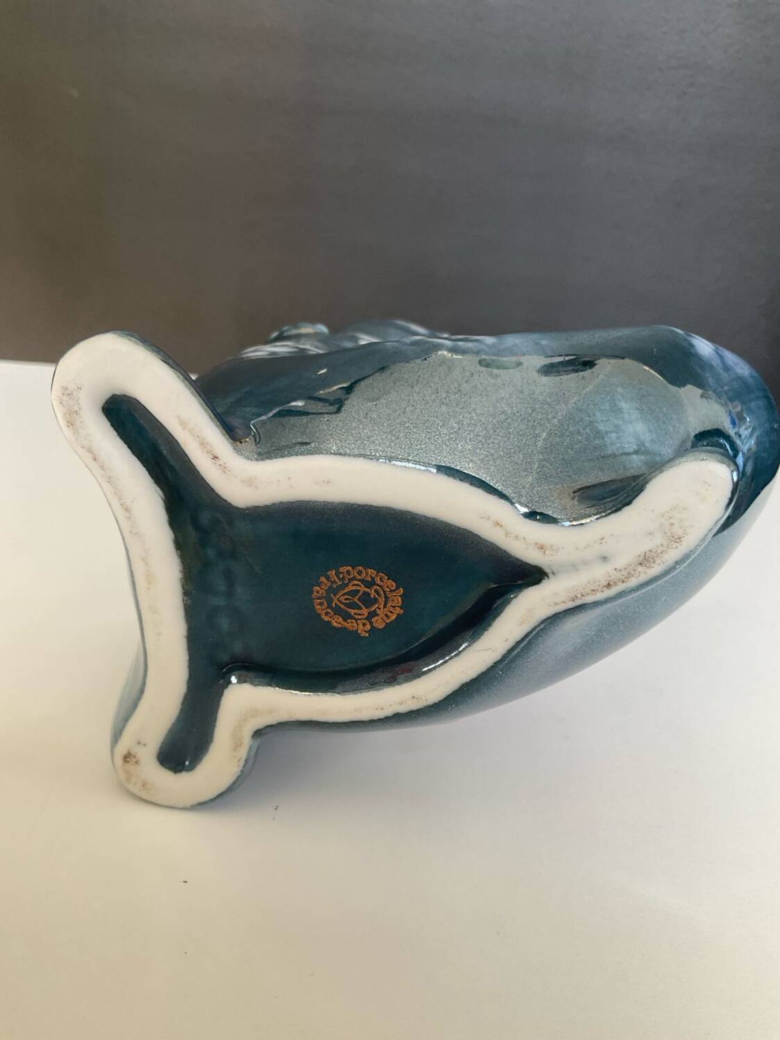 Vintage iridescent porcelain fish dish