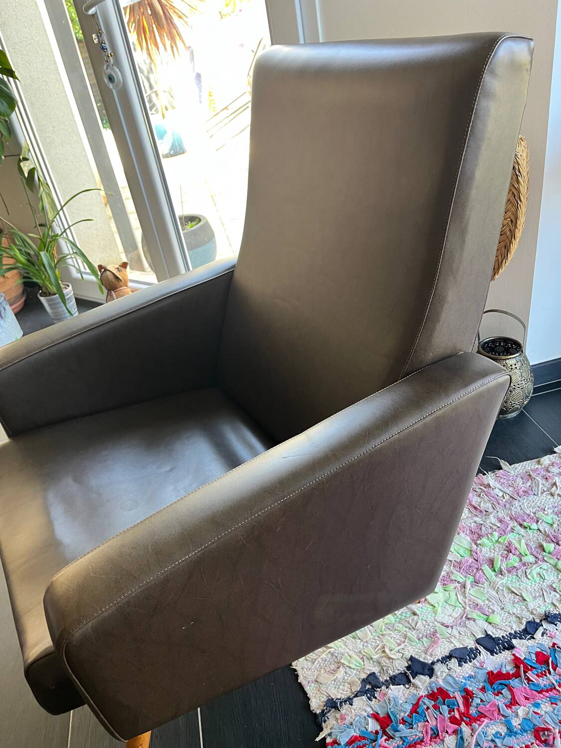 Vintage brown faux leather armchair from the 60s/70s.