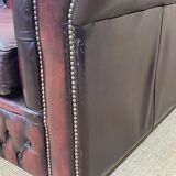 Chesterfield sofa in red leather 3 places from the 70s